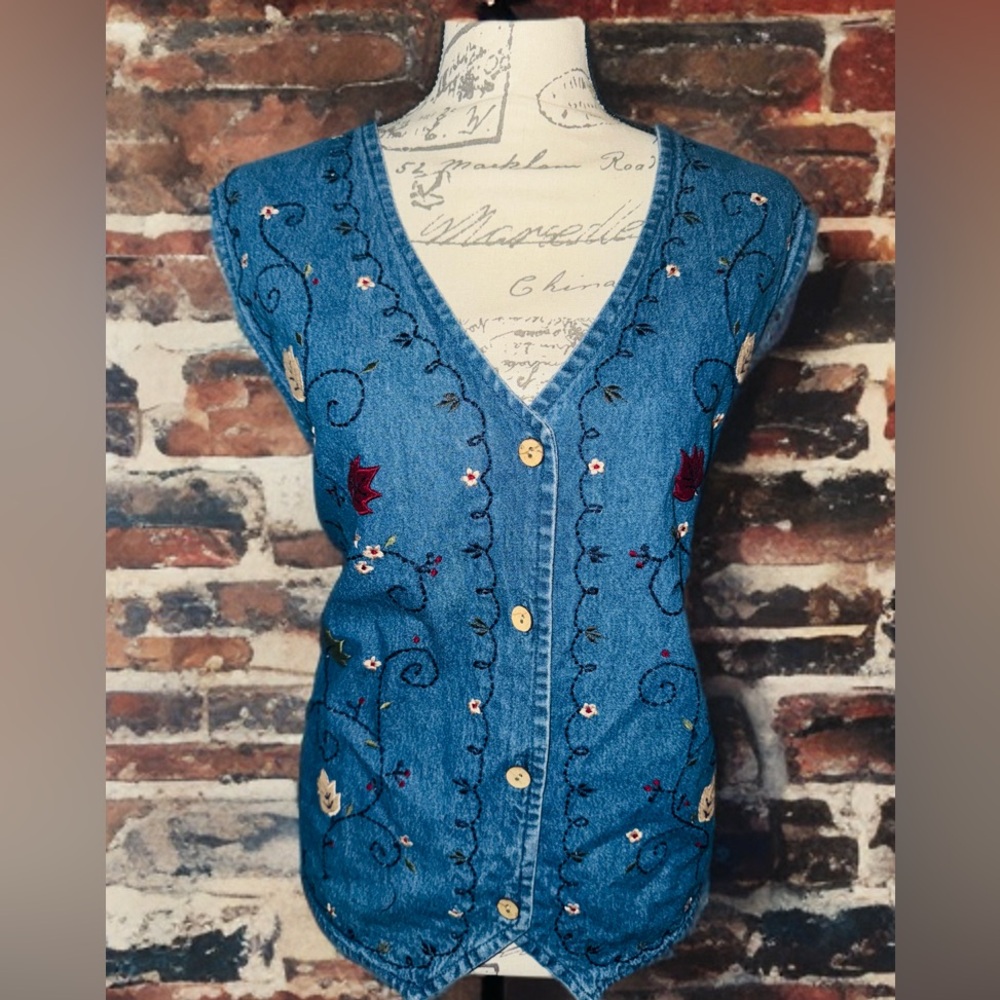Bobbie Brooks Vintage 1990s Denim Vest Size XL EUC